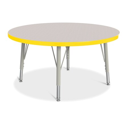Jonti-Craft Berries Round Activity Table, 36 in. Diameter, E-height, Freckled Gray/Yellow/Gray 6488JCE007